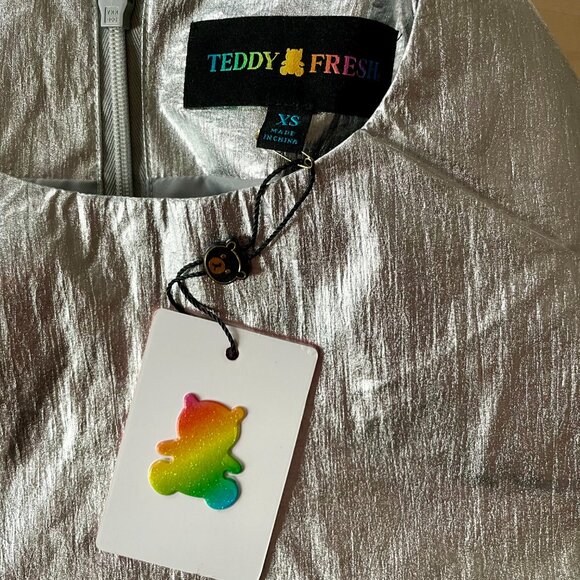Teddy Fresh Women's Silver Linings Metallic Tiered Prom Dress sz XS NWT NEW - Picture 3 of 12